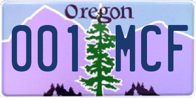 OR license plate 001MCF