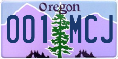 OR license plate 001MCJ