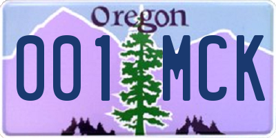 OR license plate 001MCK