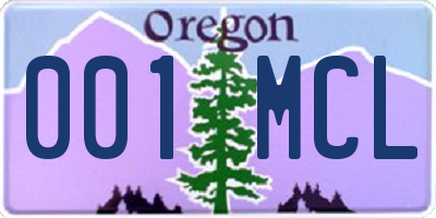 OR license plate 001MCL