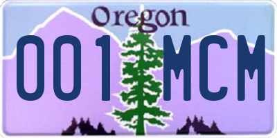 OR license plate 001MCM