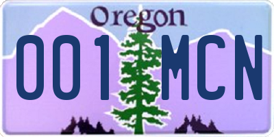 OR license plate 001MCN