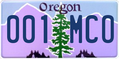 OR license plate 001MCO