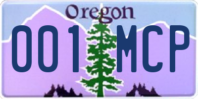 OR license plate 001MCP