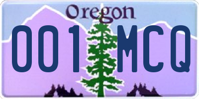 OR license plate 001MCQ