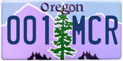 OR license plate 001MCR