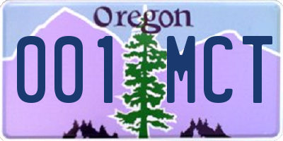 OR license plate 001MCT