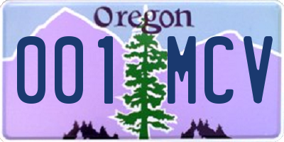 OR license plate 001MCV