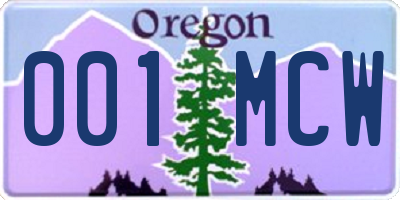 OR license plate 001MCW