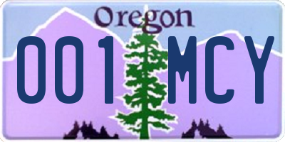 OR license plate 001MCY