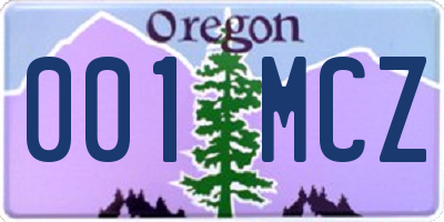 OR license plate 001MCZ