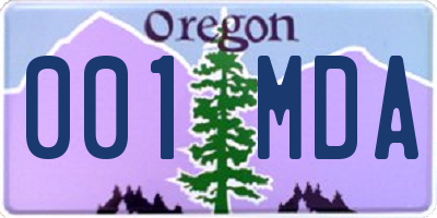 OR license plate 001MDA