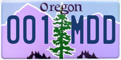 OR license plate 001MDD