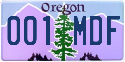 OR license plate 001MDF