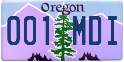 OR license plate 001MDI