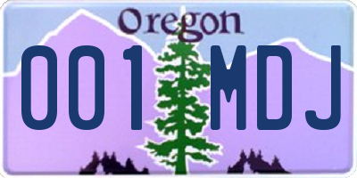 OR license plate 001MDJ