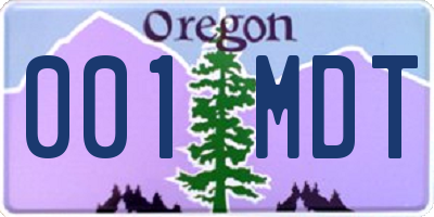 OR license plate 001MDT