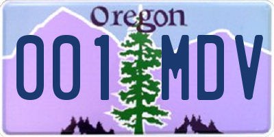 OR license plate 001MDV