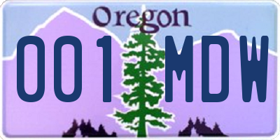 OR license plate 001MDW