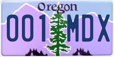 OR license plate 001MDX