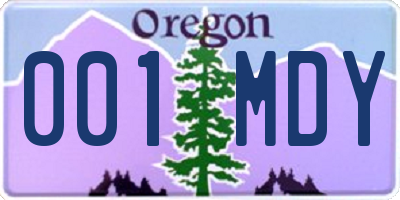 OR license plate 001MDY