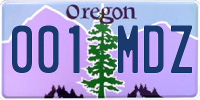 OR license plate 001MDZ