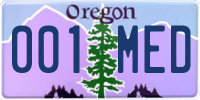 OR license plate 001MED