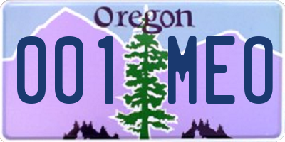 OR license plate 001MEO