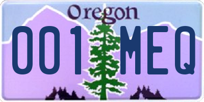 OR license plate 001MEQ