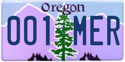 OR license plate 001MER