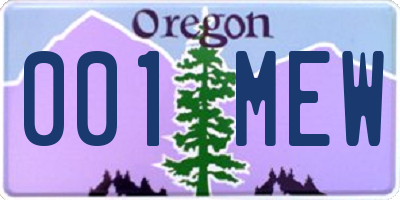 OR license plate 001MEW