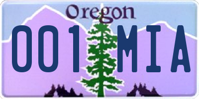 OR license plate 001MIA