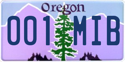 OR license plate 001MIB