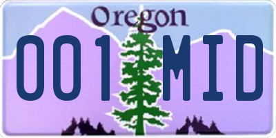 OR license plate 001MID