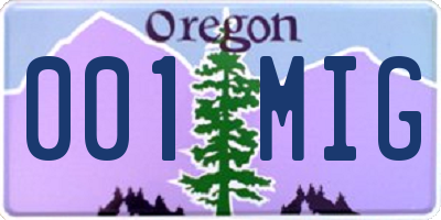 OR license plate 001MIG