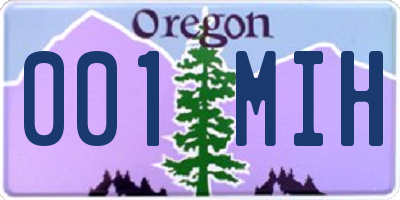 OR license plate 001MIH