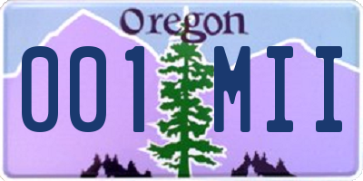 OR license plate 001MII