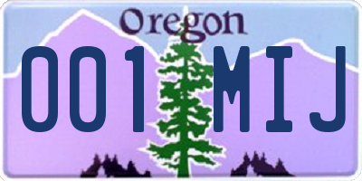 OR license plate 001MIJ