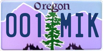 OR license plate 001MIK