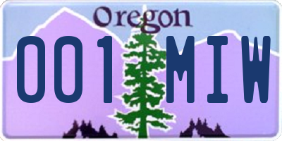 OR license plate 001MIW