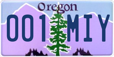 OR license plate 001MIY