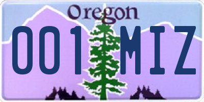 OR license plate 001MIZ