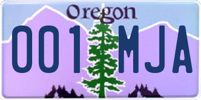 OR license plate 001MJA