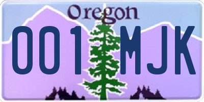 OR license plate 001MJK