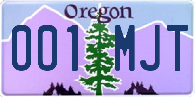 OR license plate 001MJT