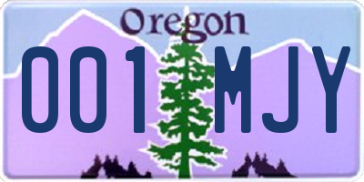 OR license plate 001MJY