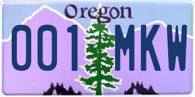 OR license plate 001MKW