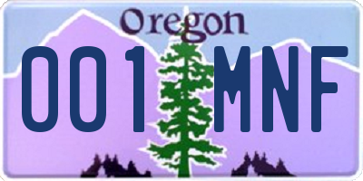 OR license plate 001MNF