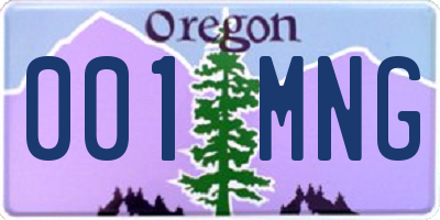 OR license plate 001MNG