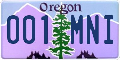 OR license plate 001MNI